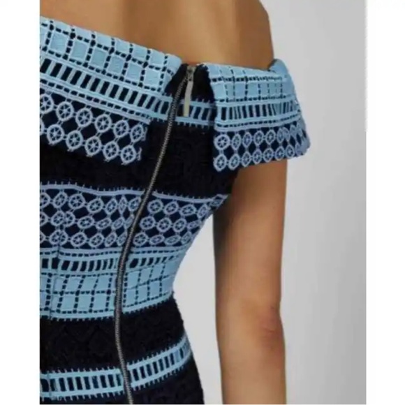 Ted Baker Candaca Blue Off Shoulder Lace Dress - Picture 5 of 7